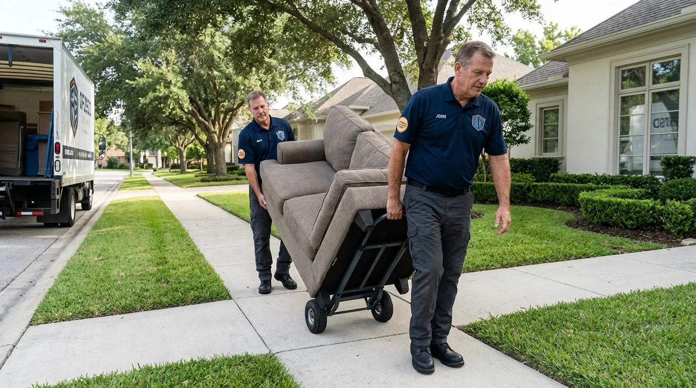 Local residential moving crew loading furniture in San Joaquin, CA